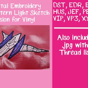 Foxy Sketch Star Ship Embroidery Design, Digital Embroidery File,  4x4 Embroidery, Gift for Video Game Nerds, Machine embroidery pattern,