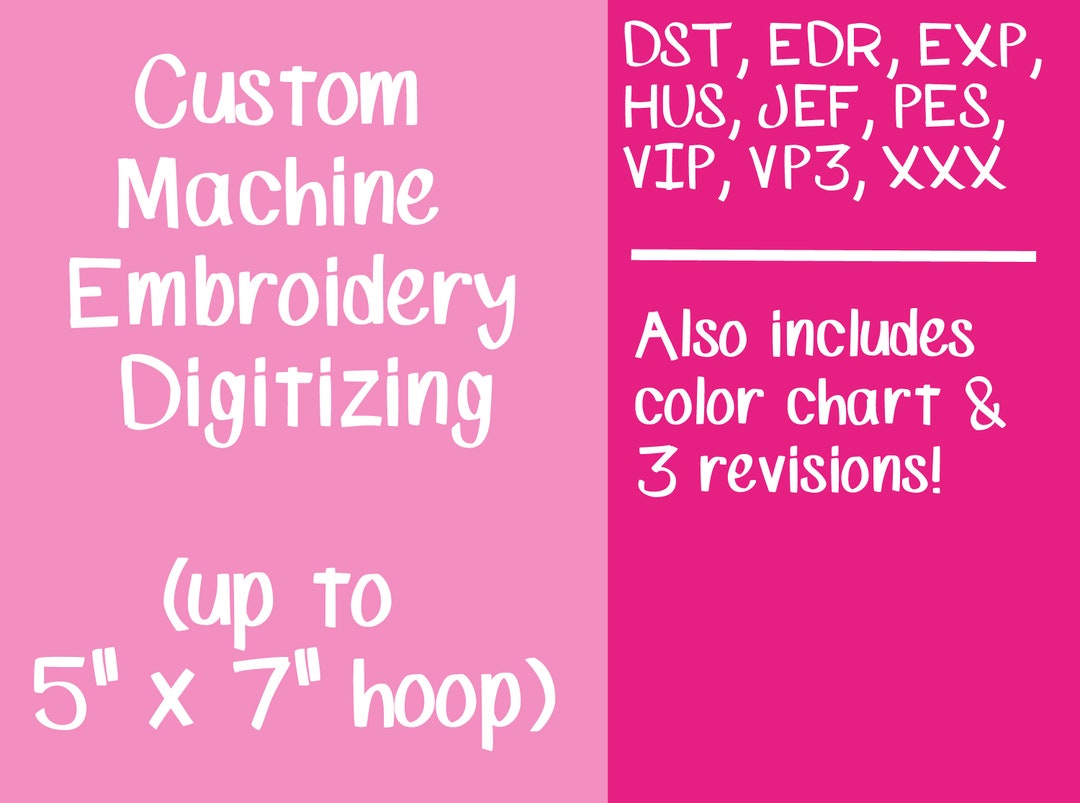 Custom Embroidery Digitizing Machine Embroidery Design 5x7 Etsy