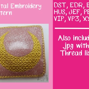 Moon Symbol ITH Pattern Weight Digital Embroidery Design, In the Hoop Embroidery Projects, ITH Embroidery,