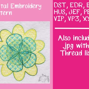 Geometric Flower Embroidery Design 2, Digital Embroidery File, Sketch Embroidery, Gift for Math Nerds, Machine embroidery pattern, 4x4