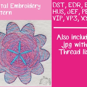 Geometric Flower Embroidery Design, Digital Embroidery File, Sketch Embroidery, Gift for Math Nerds, Machine embroidery pattern, 4x4