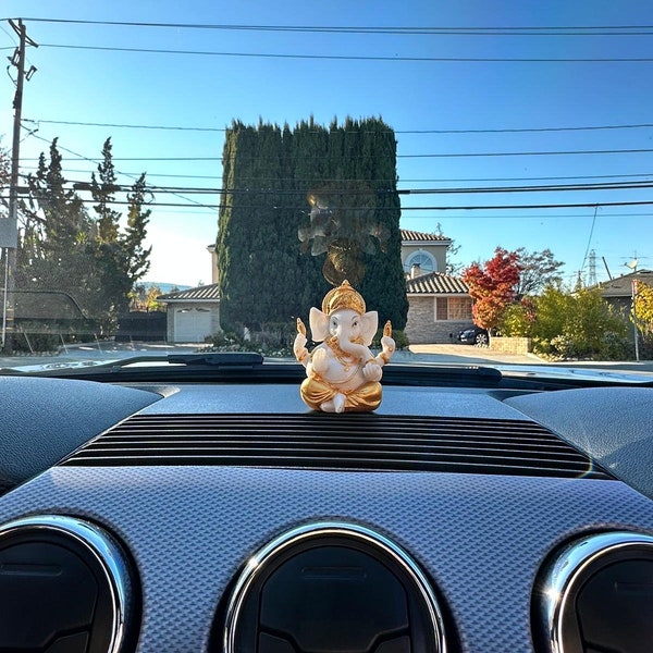 Ganesh Statue for Car, Hindu Statue for Car, Indian Statue, Ganesh Figurine, Pooja Ghar, Ganesh Murti, Mounting Strips Included!