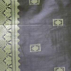 Gray Pure Silk Saree with Stitched Blouse (New)