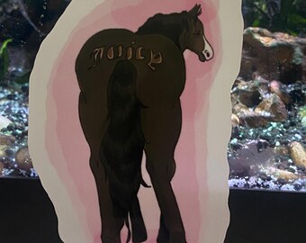 Pegatina de caballo con botín jugoso