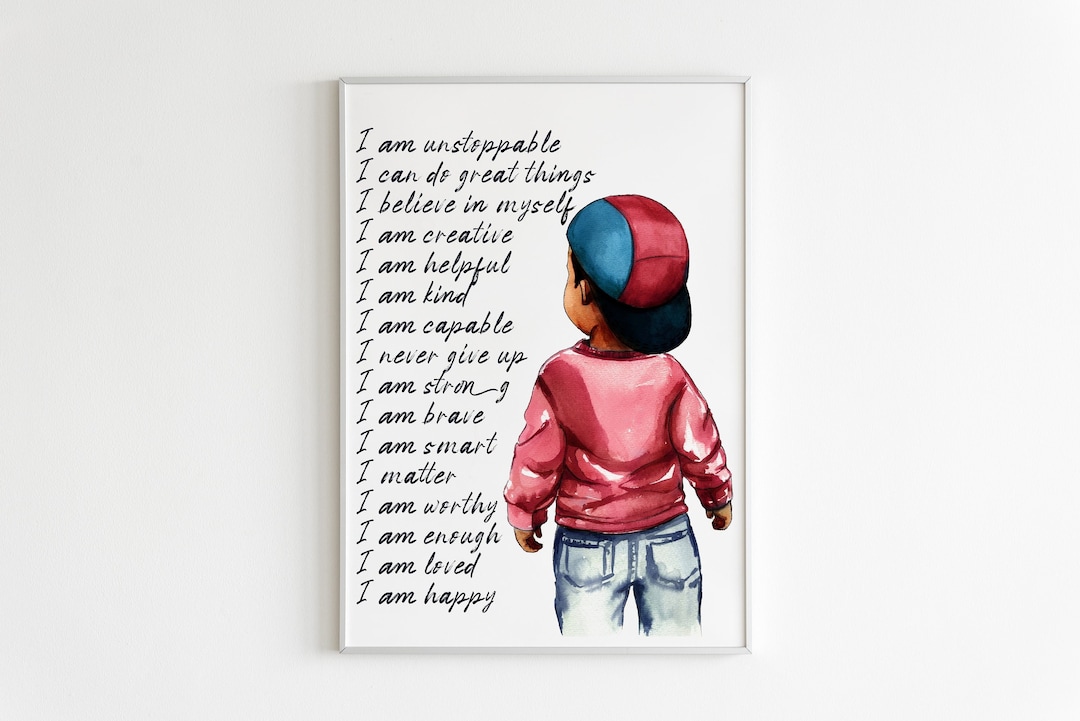 African American Boy Wall Art Printable, Black Little Boy Wall Art
