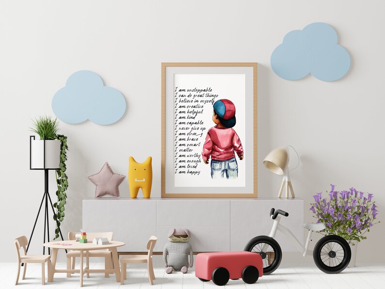 African American Boy Wall Art Printable Black Little Boy Wall Etsy