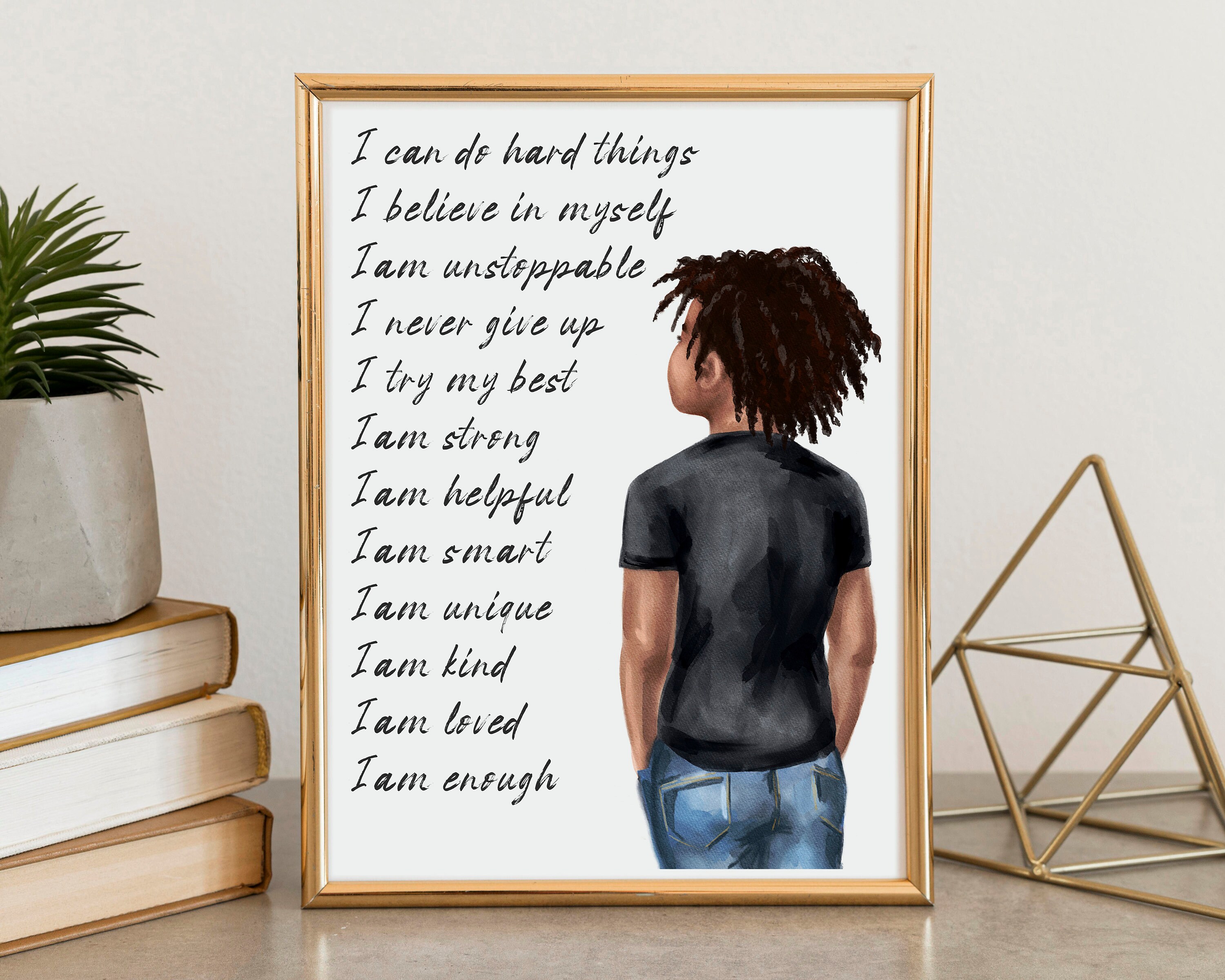 African American Boy Wall Art Printable Children Empowerment Etsy