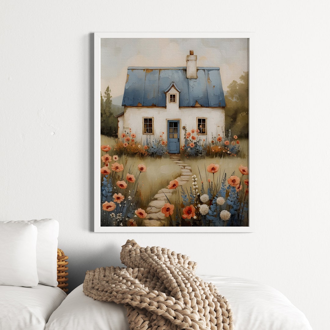 Dazzlewall Vintage Wanddekoration 30x40 Cm - Rustikaler Blumenkorb Druck Für Badezimmer & Wohnzimmer