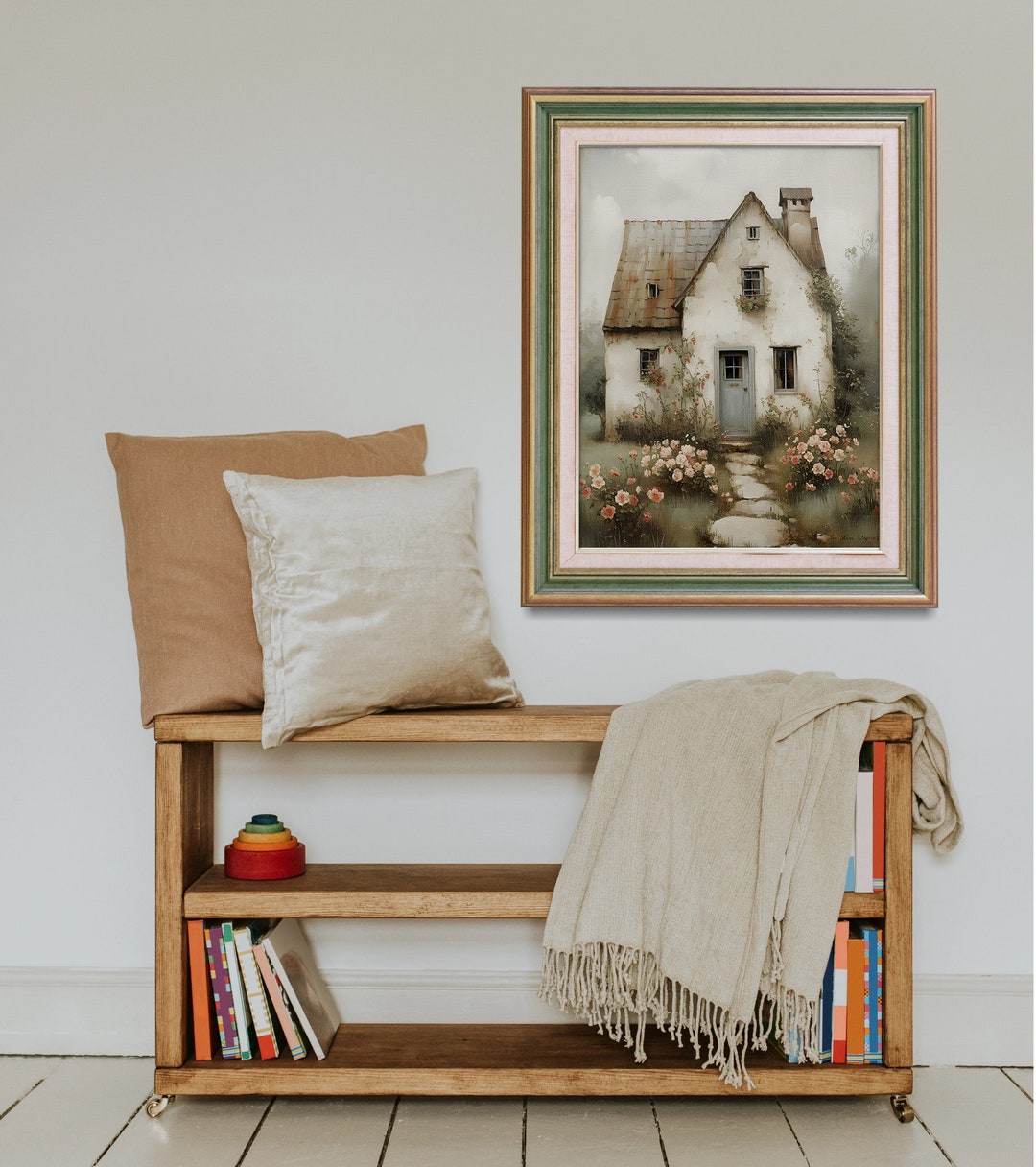 French Countryside Wall Art, Stone House Cottage, Vintage Stone House