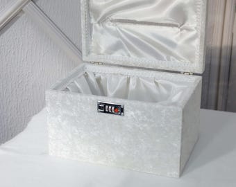 White Velvet Combination Lock Box - Ideal for Jewelry, Keepsakes & Wedding Gift Solutions