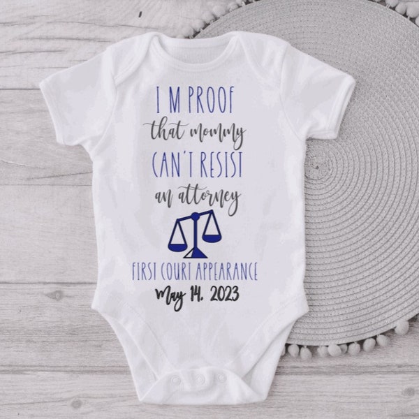 Attorney Baby Onesie®, Funny Lawyer Onesie®, Shower Gift, Cute Personalized Co-counsel Onesies®, Future Lawyer, Mommy Can't resist a lawyer