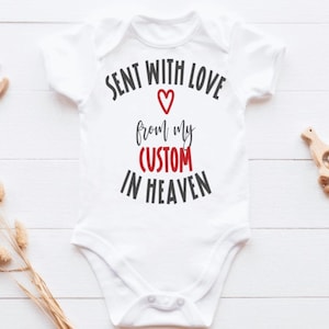Sent With Love By My &quot;Custom&quot; In Heaven Baby Bodysuit, Custom Baby, Baby Shower Gift, Guardian Angel, Personalized Baby Bodysuit Onesie®