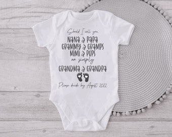 Baby Announcement Onesie® to Grandparents, First Grandbaby Pregnancy Announcement Onesie®, Cute Baby Announcement, Grandparent Reveal