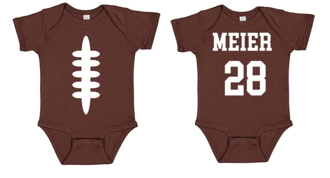 Personalized Football Onesie ®, Custom Baby Bodysuit Personalized With