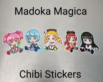 Puella Magi Madoka Magica Chibi Pegatinas Holográficas