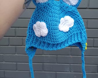 Gorro de crochê com aba para orelha de urso de nuvem