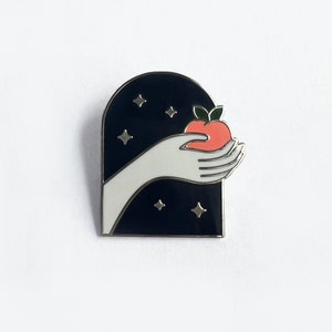 Offering Pin | Hard Enamel Silver Arch Label Pin Brooch with Hand Holding Peach
