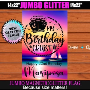 Birthday Cruise Colorful Print Magnetic Door Flag, Cruise Door Birthday Flag, Birthday Cruise Banner, Birthday Cruise Sign, Cruise Birthday