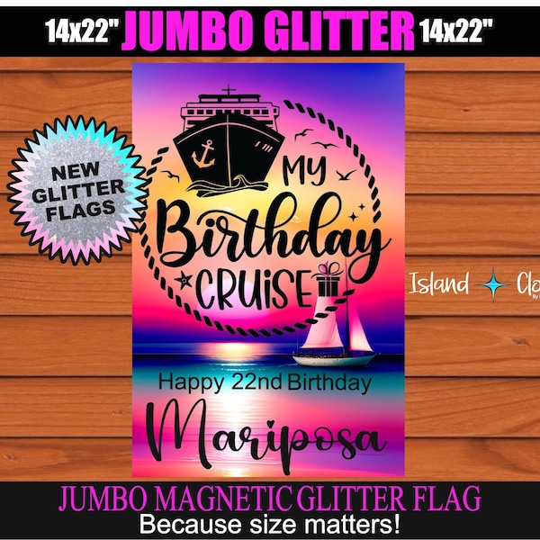 Birthday Cruise Colorful Print Magnetic Door Flag, Cruise Door Birthday Flag, Birthday Cruise Banner, Birthday Cruise Sign, Cruise Birthday