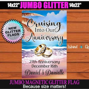 Anniversary Cruise Banner, Anniversary Cruise Flag, Magnetic Sign, Couples Cruise Door Sign, Cruise Door Decoration, Glitter Cruise Flag