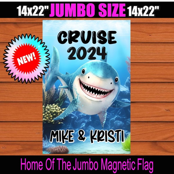 Custom Shark Cruise Flag, Shark Banner, Cruise Door Decoration, Cruise Sign, Cabin Door Banner, Stateroom Decoration, Magnetic Cruise Decor