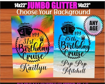 Magnetic Birthday Cruise Flag, Choose Age And Background, Custom Cruise Banner, Cruise Door Decoration, Cabin Door Decor, Cruise Magnet