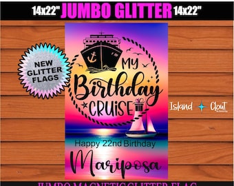 Birthday Cruise Colorful Print Magnetic Door Flag, Cruise Door Birthday Flag, Birthday Cruise Banner, Birthday Cruise Sign, Cruise Birthday