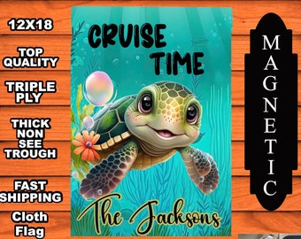 Cruise Banner Turtle, Turtle Magnetic Cruise Sign, Turtle Cruise Flag, Turtle Lover Sign, Cloth Turtle Flag, Cruise Door Turtle, Turtle Gift