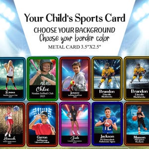 Tarjeta deportiva personalizada, tarjeta con imagen de metal, foto de billetera, tarjeta deportiva personalizada de su hijo, regalo con imagen, fútbol, fútbol americano, béisbol, golf