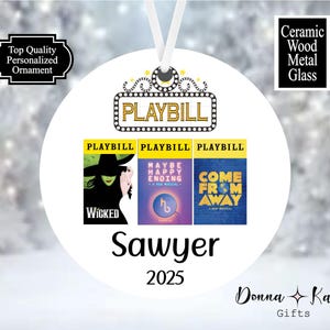 Theater Ornament, Custom Broadway Ornament, Broadway Show Ornament, Theater Keepsake, Broadway Souvenir, Actor Ornament, Choose 1-4 Plays