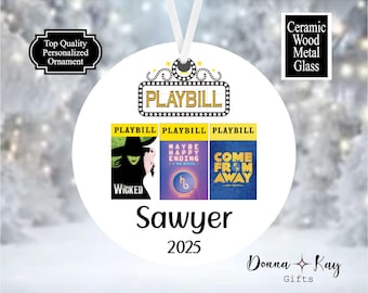 Theater Ornament, Custom Broadway Ornament, Broadway Show Ornament, Theater Keepsake, Broadway Souvenir, Actor Ornament, Choose 1-4 Plays