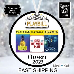 Theater Ornament, Custom Broadway Ornament, Broadway Show Ornament, Theater Keepsake, Broadway Souvenir, Actor Ornament, Choose 1-4 Plays