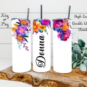 Bright Flowers Custom Tumbler, Personalized Bright Floral Tumbler, Tropical Tumbler, Summer Tumbler, Cruse Ship Tumbler