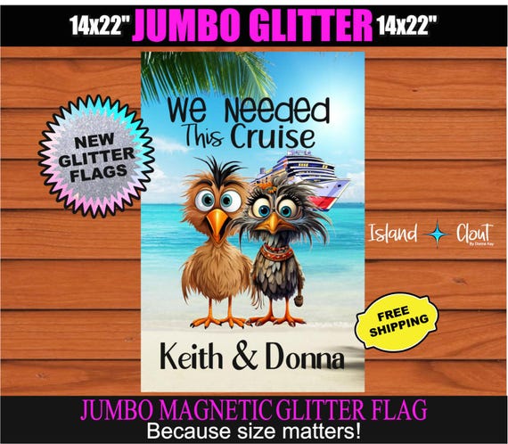 Magnetic Cruise Flag, Couple Cruise Flag, Cruise Door Sign, Cruise Banner, Cabin Door Decor, Choose Your Size, Glitter Or Standard, Cruising