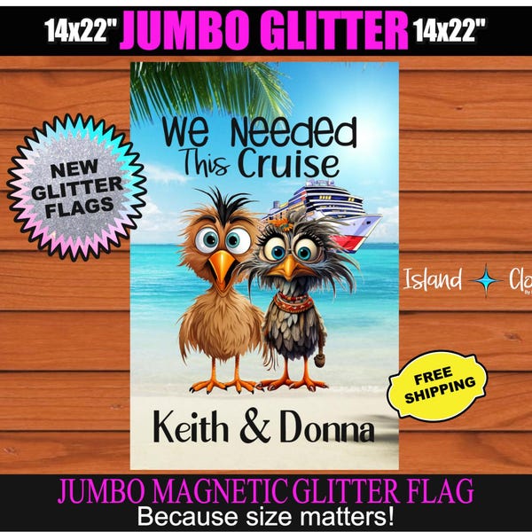 Magnetic Cruise Flag, Couple Cruise Flag, Cruise Door Sign, Cruise Banner, Cabin Door Decor, Choose Your Size, Glitter Or Standard, Cruising