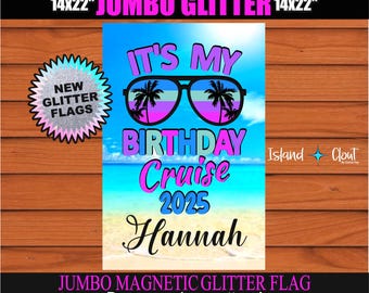 Birthday Cruise Colorful Print Magnetic Door Flag, Cruise Door Birthday Flag, Birthday Cruise Banner, Birthday Cruise Sign, Cruise Birthday