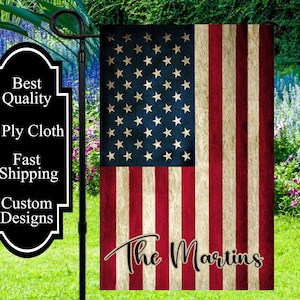 Personalized American Flag Garden Flag, Patriotic Yard Sign, USA Flag banner, Red While Blue Sign, USA Pride Flag, Custom USA Yard Flag
