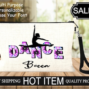 Dance Cosmetic Bag, Choose Your Color, Custom Dance Bag, Dance Pencil Pouch, Dancer Gift, Dance Gift Bag, Dancer Wristlet, Dance Colorful