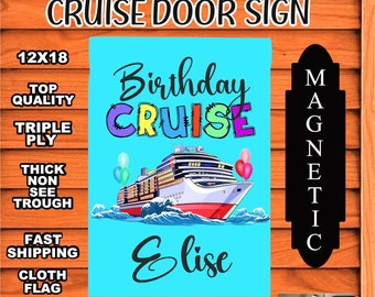 Birthday Cruise Door Flag, Magnetic Birthday Cruise Banner, Celebrate Birthday With Cruise Sign For Stateroom Door, Birthday Cruise Sign