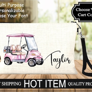 Custom Golf Cart Accessory Bag, Choose Your Color Cart Bag, Golf Tee Bag, Womans Golf Tee Bag, Golf Wristlet, Adorable Golf Lover Womens Bag