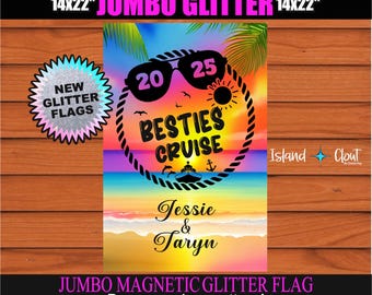 Besties Cruise Flag, Besties Cruise Banner, Cruise Door Decoration, Cabin Door Flag, Glitter Flag Or Standard Cloth Cruise Door Flag,