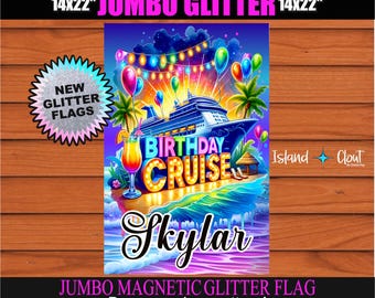 Birthday Cruise Colorful Print Magnetic Door Flag, Cruise Door Birthday Flag, Birthday Cruise Banner, Birthday Cruise Sign, Cruise Birthday