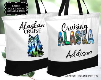 Alaskan Cruise Tote, Custom Alaska Cruise Bag, Wolf Cruise Bag, Alaskan Wolf Gift, Gift Tote Bag, Alaskan Cruise Gift, Cruise Alaska Tote