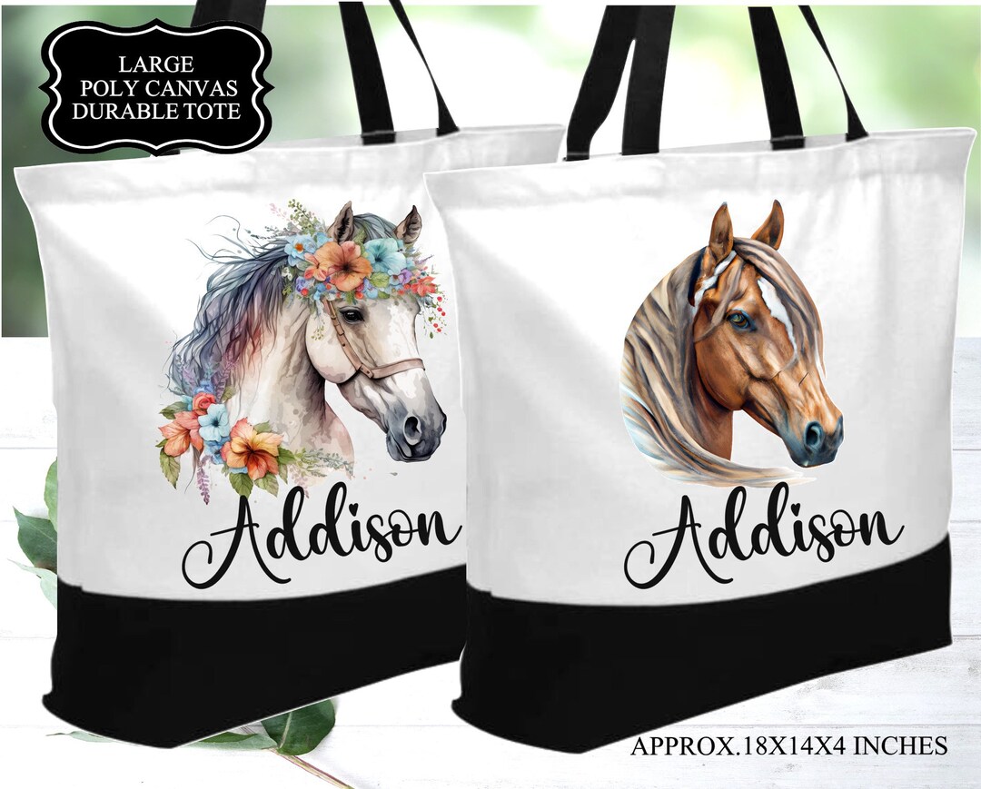 Horse Tote Bag, Personalized Horse Bag, Custom Horse Travel Bag, Horse