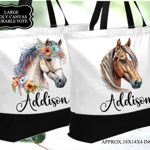 Horse Tote Bag, Personalized Horse Bag, Custom Horse Travel Bag, Horse Lover Gift, Horse GIft Bag, Horse Beach Bag, Horse Gift, Equestrian