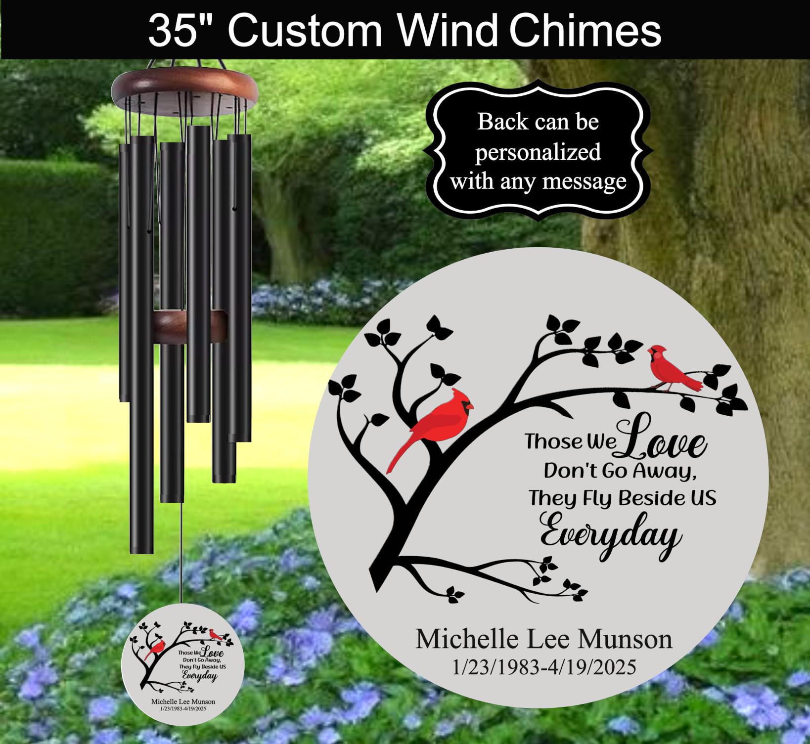 Campanas de viento personalizadas de los Cardenales Memoriales, Campanas de viento conmemorativas, Regalo de duelo, Regalo conmemorativo, Hermosas campanas de viento personalizadas,