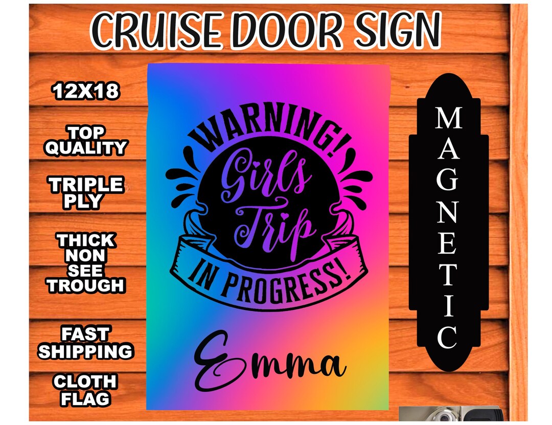Warning Girls Trip Magnetic Cruise Sign, Cruise Door Flag, Magnetic ...