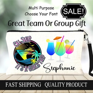 Oh Ship It's A Girls Trip Custom Cruise Bag, Cruise Trip With Girls Canvas Bag, Personalized Girls Cruise Bag, Medicine Bag, Cosmetic Bag