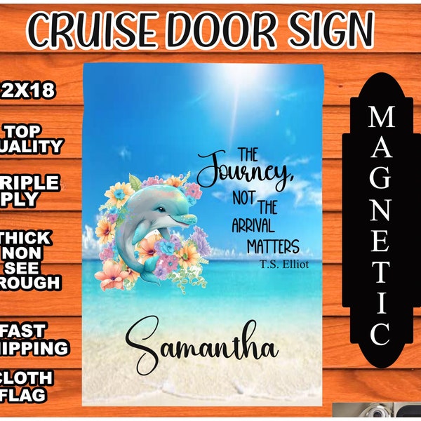 Dolphin TS Elliot Magnetic Cruise Sign, Cruise Door Flag, Magnetic Cruise Door Sign, Cruise Door Decoration, Bright Colored Sign