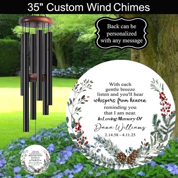 In Loving Memory Of , Custom Wind Chime, Personalized Wind Chime, Memorial Wind Chime, Gift For Loved One Unique Wind Chime